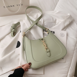 Fashionable Underarm Womens Bag 2025 New Style Soft PU Leather Lock Buckle Closure Pure Color Casual Single Shoulder Crossbody Bag