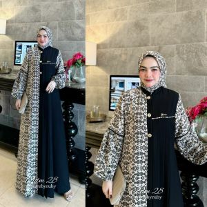 set hijab gamis motif simple produk Amore by Ruby edisi adm28 dress viral