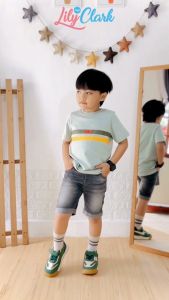 Lily And Clark Kaos Anak Laki-Laki Casual Warna Seafoam Green - KLC82