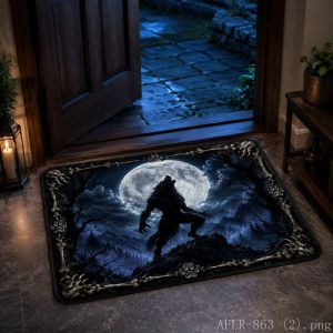 Halloween Witch Broom Magic Book Door Mat Spooky Pumpkin Moon Non-Slip Rug Aesthetic Floor Carpet Vintage Home Decor