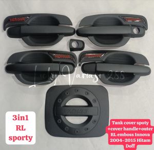 Paket Cover Tank Tutup tangki Cover Handle Tutup handel Pintu Outer/Auter Mangkok Pintu SPORTY polos/REDLINE EMBOSS Hitam Doff Innova Lama/Old Baru/New Grand/Barong 2004-2015