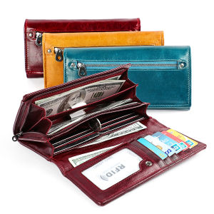Royal Bagger Long Wallet Purse for Women Genuine Cow Leather RFID Blocking Wallets Ladies Fashion Card Holder Phone Pocket Purses