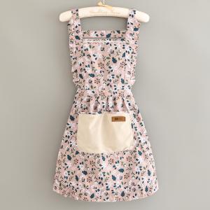 Fashionable 2024 Chinese Style M Collar Apron Small Flower Pattern Waterproof Durable Workwear for Adults Household Cleaning