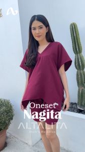 Altalita - Setelan Piyama Wanita Kekinian One Set Cringkle Pendek Jumbo Terbaru