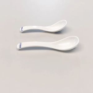 muỗng cơm thìa cơm muỗng súp màu trắng vân xanh bằng nhựa melamine - 2 kiểu