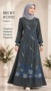 JUBAH MUSLIMAH - Bersulam 9 warna | BECKY #12192