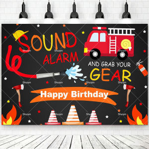 Cartoon Firetruck Firefighter Backdrop Boys Birthday Decorations Party Supplies Baby Shower Banner Background Photo Booth Props