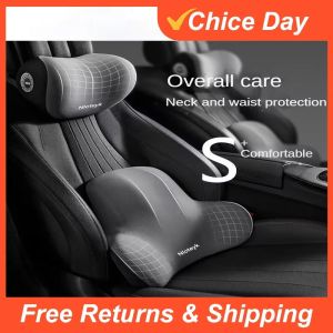 Universal Car Memory Foam Neck Pillow Protection Lumbar Backrest Cushion Lumbar Cushion Headrest Cushion Seat Accessories Amagi