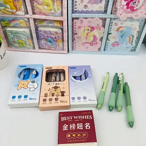 4in1 Gel Pen 0.5mm INS Style Decompression Press Pen School Student Quick-Drying Exams Stationery Refill Writing Office