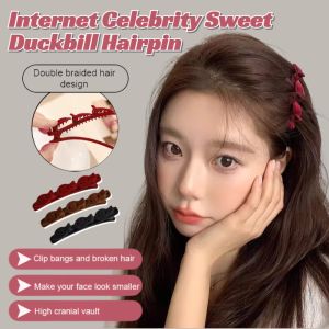 Black hairpin broken duckbill clip flocked braided hairpin