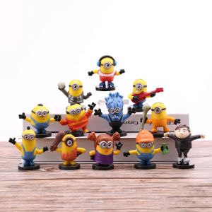 Takara Tomy | Kawaii Capsule toys 12Pcs/Set Gru Miniones Kevin Bob 3D Eye Despicable Miniones Action Figures Classic Toys Xmas Gifts
