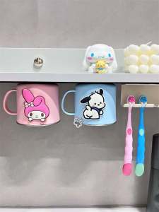 Cartoon Bathroom Toothbrush Holder Metal Sink Cup Suspension Magnetic Toothpaste Organizer Childrens Bathroom Decor Accessories