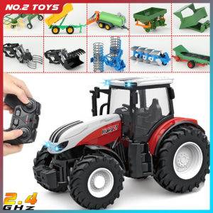 1/24 2.4G RC Farmer Car Toys Set for Children Remote Control Tractor Trailer with Lights Electric Farm Vehicle Truck Kids Gifts
