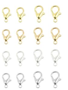 10pcs/lot 10-14mm Metal Lobster Clasps Jewelry Making Components DIY Bracelet Necklace Carabiner Findings Hooks Chain Closure