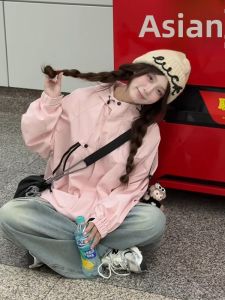 YUEZHONGWEI | Womens Windproof Jacket American Functional Style Early Autumn New Arrival Outdoor Climbing Suit Pink Top Zipper Closure