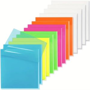 PET Transparent Sticky Note Pads Multicolor Waterproof Memo Notes 50 Sheets Self-adhesive Sticky Note for School Office Family