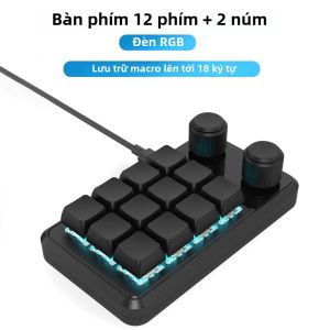 RGB Bàn Phím Cơ Macro Tùy Chỉnh Núm Mini Nút 3 Phím Sao Chép Dán Cho Photoshop Chơi Game Hotswap Macropad Có Bluetooth Không Dây
