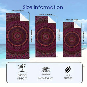 BILIBILI | Deep Magenta Mandala Beach Towels Ultra Lightweight Quick Drying Super Absorbent Summer Essential Fast-Drying Towel for Beach