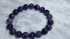 Natural Crystal Charoite Beads Bracelet 天然水晶 紫龙晶手串 10m+ /15mm+