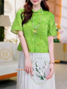 QINGNAER | Chic Chinese Style Large Size Summer Shirt