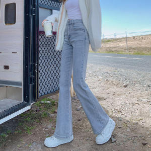 High Waist Fleece Lined Womens Jeans Elastic Slimming Ankle Length Bootcut Denim Pants Cotton Stretch Fabric Fall Season