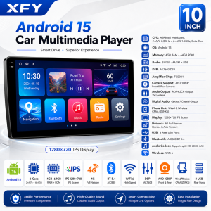 XFY 7/9/10 Inch Universal Android 15 Car Stereo 4GB 64GB Wireless CarPlay Android Auto WiFi 5 BT 5.0 AHD1080P 2DIN IPS FM RDS