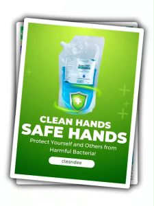 คลีนดี..แอลกอฮอล์น้ำ..แบบถุง 650 ml.สีฟ้ากลิ่นแป้งเด็ก..1ถุง