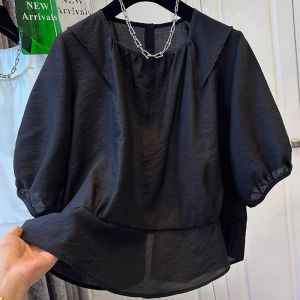 เสื้อเชิ้ตผู้หญิงแขนยาวปานกลางผ้าฝ้ายลินินหลวมๆ ทรงเข้ารูป เสื้อเชิ้ตทรงปกติสำหรับฤดูร้อนปี 2025 ไซส์ใหญ่