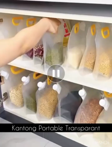 PENYIMPANAN TRANSPARAN KANTONG MAKAN SERBAGUNA/ WATER KANTONG AIR PORTABLE JERIGAN LIPAT POUCH