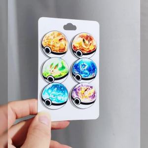 Bandai | 9Pcs Eeveelutions Enamel Pins Set Cute Fantasy Lapel Brooches Elf Ball Decorative Badges for Backpack Ideal Gift for Fans