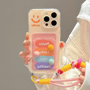 Gorgeous Girl Phone Case with Lanyard Anti-Fall Protection Silicone Shell Oil Painting Color Bean Smiley Face Design for Honor 200 Series