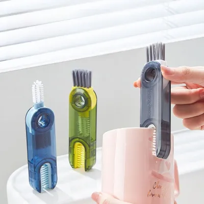Multi-Functional Home Use Milk Bottle Cap Gap Cleaner Three-In-One Cup Brush Insulated Mug Cleaner Tool Deep Groove Scrubber