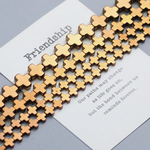 Jesus Cross Hematite Beads Plating Copper Color Spacer Loose beads for Jewelry Making Bracelet Necklace DIY Accessories 6 8 10mm