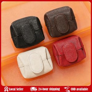 Mini Coin Purse Solid Color PU Wallets Earphone Storage Bag Casual Leather Storage Bag Coin Pocket Purse for Daily Use Solid-Color Mini Coin Storage Purse Leather Change Purse For Women Buckle Key Earphone Storage Bag For Outgoing Shopping
