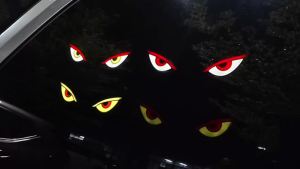 KEVANLY | Car Neon Light Wireless Cool Demons Eye Solar Powered Led Light USB Rechargeable Atmosphere Lamp Car Rear Window Ambient Light