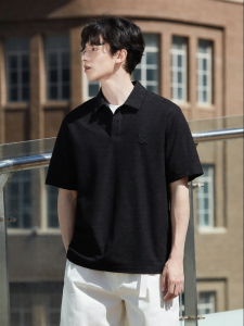 GXG | Loose Fit Stripe Textured Collar T-Shirt