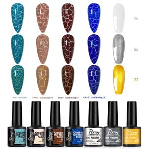 ชุดยาทาเล็บเจลแบบแตก 7 ชิ้น - สีชมพู สีเขียว สีม่วง สีแดง พร้อมเฉดสีทอง สีขาว และสีเงิน - แบบแช่ล้างออกได้ด้วยแสง UV/LED สำหรับทำเล็บเอง