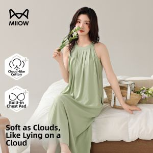 MiiOW | Cool Summer Tank Sleep Dress with Padded Bust Medium Length Loungewear