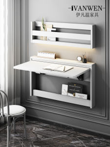 โต๊ะทำงานผนังสีขาวบริสุทธิ์แบบพับได้ โต๊ะทำงานสำหรับเรียนรู้ โต๊ะคอมพิวเตอร์สำหรับบ้านขนาดเล็ก โต๊ะทำงานแบบติดผนัง โต๊ะทำงานแบบพับได้