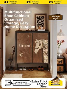 MEISD | Multilevel Retro Metal Shoe Rack Entrance Storage