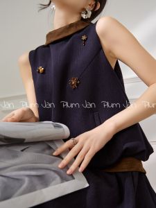 PlumJan | Đầm Không T Tay Phong Cách Retro Đa Màu Làm Sáng Mùa Hè Mới
