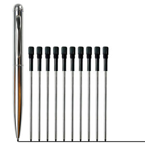 Purse‑Size 10cm Mini Metal Ballpoint Pen Lightweight Twist‑Mechanism Pocket Ballpen Set with 10Pcs Spare Refills Daily Writing