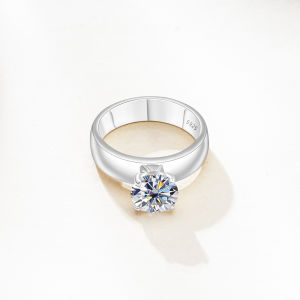 2.0 Carat 8mm Moissanite Ring for Women 925 Sterling Silver Fine Jewelry Sparkling Female Dating Gift Adjustable Size 5-9
