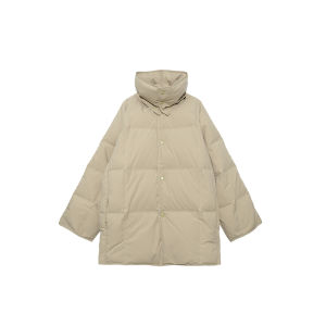 Super Scape Goose down Duck down Thickened Long And Short Warm Design Grid Patterned Puffer Jacket Memory Fabric Long Sleeve