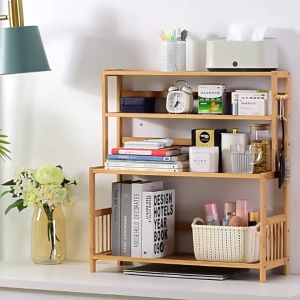 Bamboo Desktop Shelf 40/50/60Layers Bamboo Space Saving Kitchen Living Room Wooden Storage Rack Organizer Bookshelf