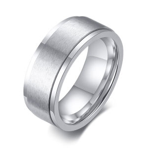 8mm Spinner Ring for Men Stress Release Bague Acier Inoxydable Stainless Steel Wedding Band Casual Sport Jewelry Anel Masculino