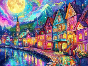 HUACAN Diamond Mosaic News 2026 House Landscape Diamond Painting City Landscape Starry Blossom Full Drill Rhinestones