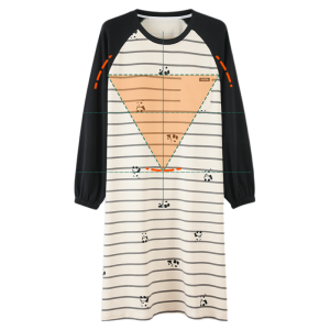 MiiOW | Cat Woman Cotton Sleep Dress Womens Spring Autumn Casual Wearable Home Clothes Nightgown With Chest Pad Round Neck Long Sleeve