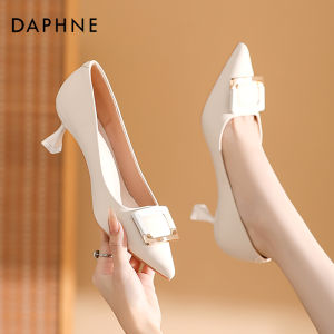 รองเท้าส้นสูงสีดำ ทรงหัวแหลม สำหรับผู้หญิง รองเท้าส้นเดี่ยว รองเท้าทำงาน รองเท้าลำลอง รองเท้าสวมสบาย รองเท้าหนังแท้