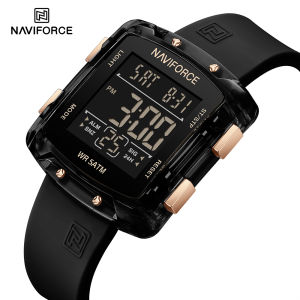 Naviforce Đồng Hồ Ban Đầu Cho Nam Giới 50M Màn hình LCD chống thấm nước Chronograph Lịch Ngày mặt số vuông Giản Dị thời trang bé trai Đồng Hồ Nf7121